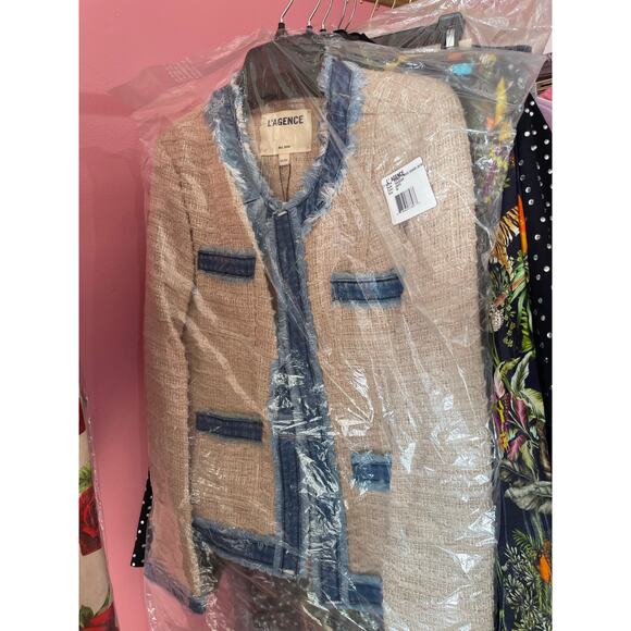 L’AGENCE Agnes Denim Tweed Jacket – Size Medium NWT - Picture 2 of 7